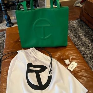 Telfar Medium Greenscreen Shopping Bag (Authentic) with Dust Bag